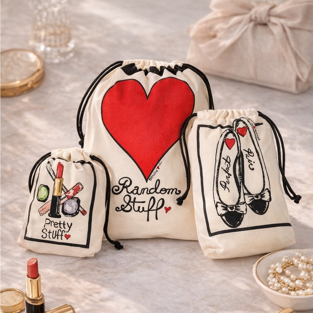 NWOT Brighton Canvas Drawstring Pouch Set – Travel Organizer Gift Set (3 Bags) - Picture 2 of 6